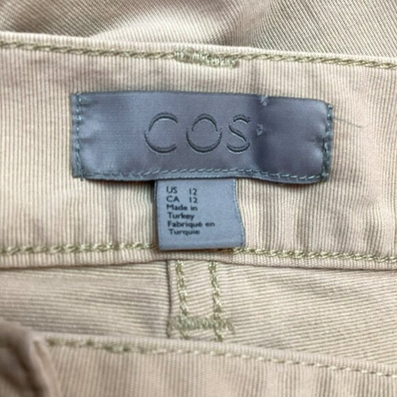 COS Womens 12 Beige High-Waisted Wide Leg Cargo Pants Cotton - Picture 7 of 7